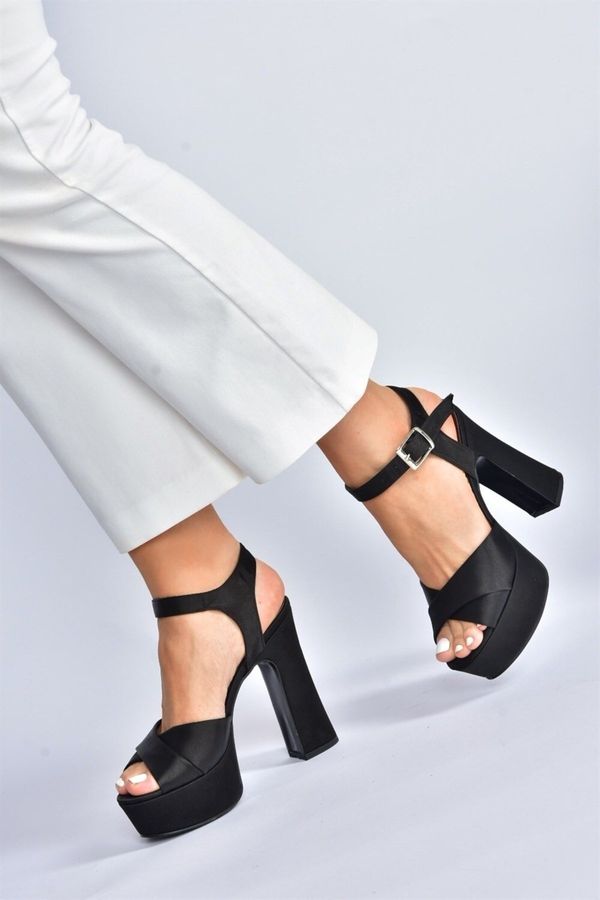 Fox Shoes Fox Shoes Women's Black/Black Satin Fabric Platform Heels Evening Dress Shoes
