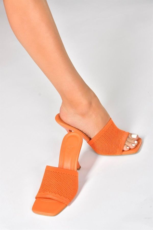 Fox Shoes Fox Shoes Women's Orange Tricot Fabric Heeled Slippers