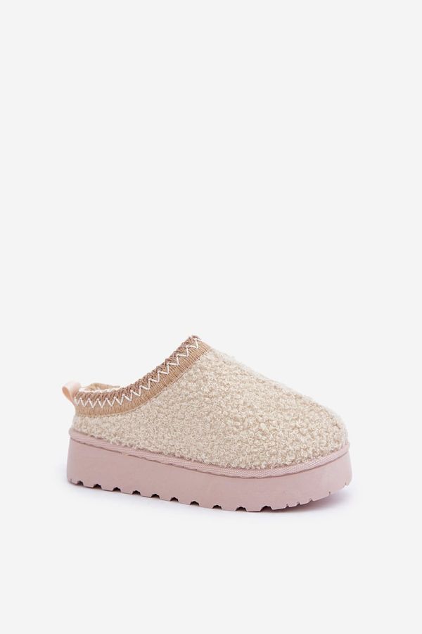 FR1 FR1 Children's Snow Boots With Sheep Fur Light Beige Selathiel