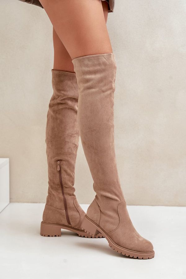 FS1 FS1 Knee High Boots Flat Heel Beige Filora