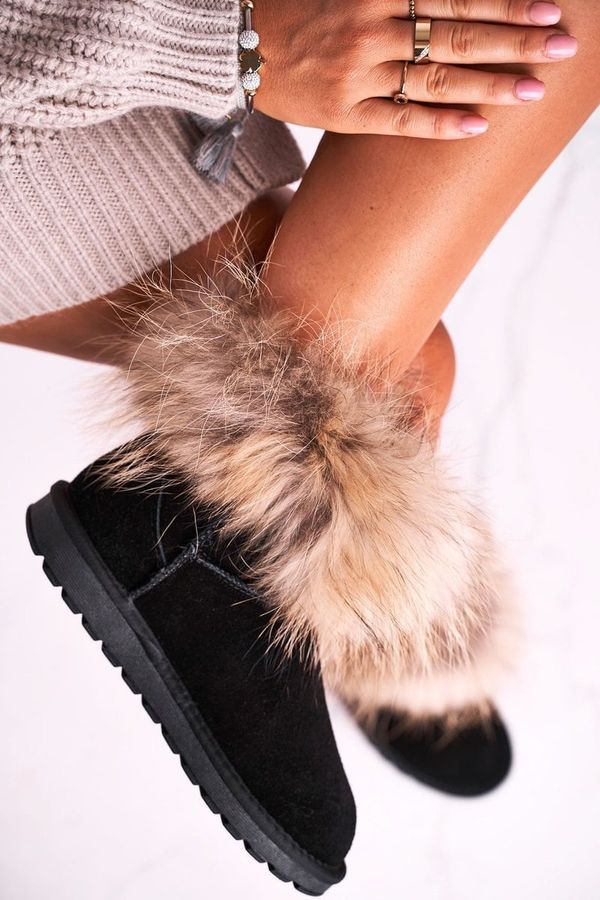 FS1 FS1 Women's Leather Snow Boots With Eko Fur Black Alexa