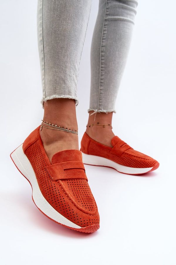 FS1 FS1 Women's Platform Loafers in Orange Eco Suede Inesqua