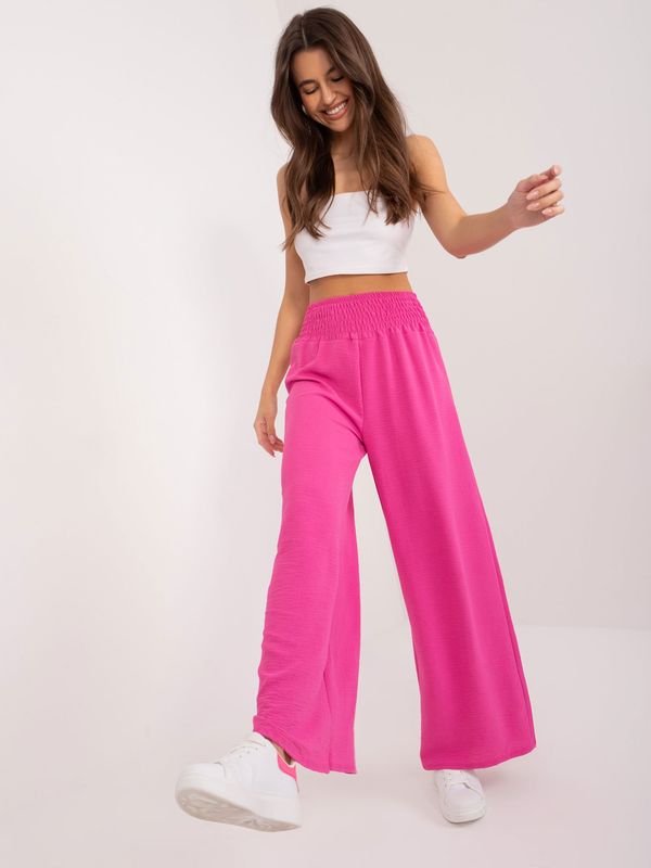 Fashionhunters Fuchsia airy wide-leg trousers