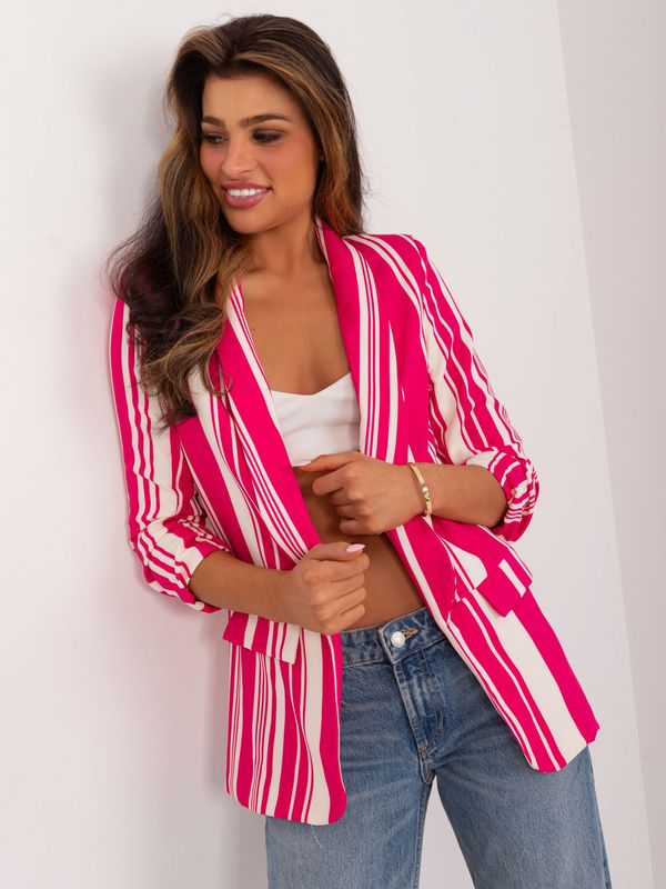 Fashionhunters Fuchsia and ecru blazer without fastening