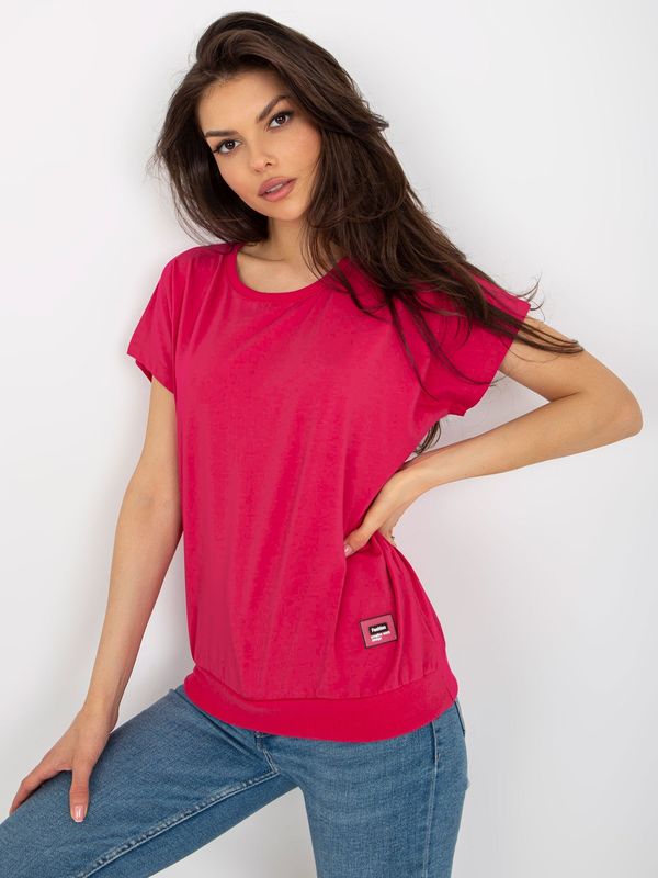 Fashionhunters Fuchsia basic summer blouse with short sleeves