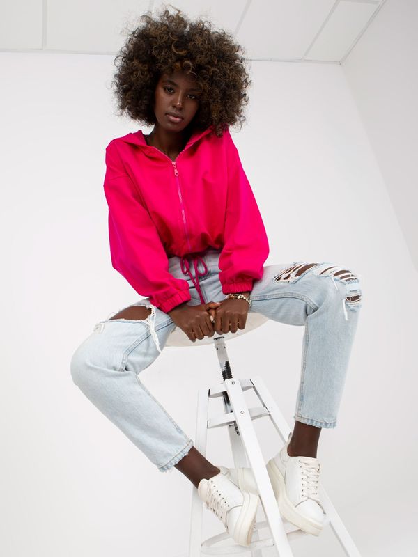 Fashionhunters Fuchsia basic sweatshirt with wide sleeves RUE PARIS