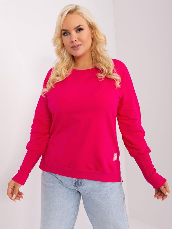 Fashionhunters Fuchsia blouse with a round neckline size plus