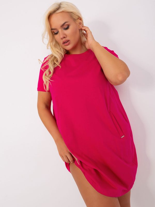 Fashionhunters Fuchsia dress size plus with pockets