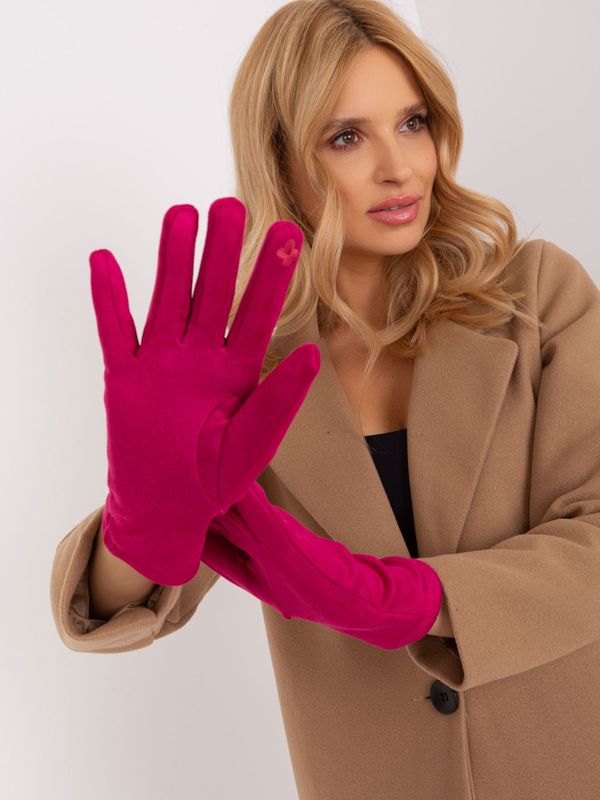 Fashionhunters Fuchsia Smooth Winter Gloves