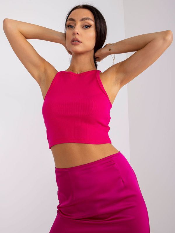 Fashionhunters Fuchsia Strip Crop Top by Margo RUE PARIS