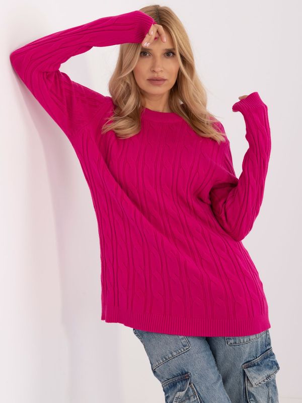 Fashionhunters Fuchsia sweater with long sleeves