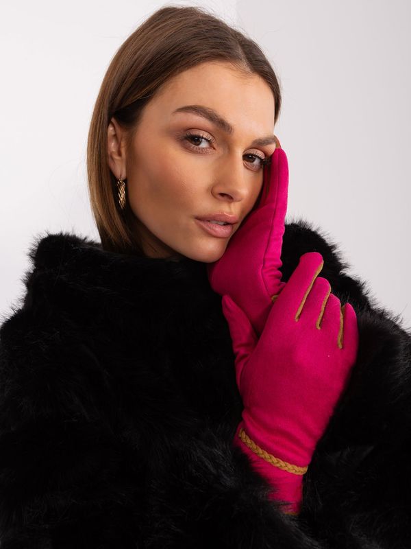 Fashionhunters Fuchsia touch gloves with decorative strap