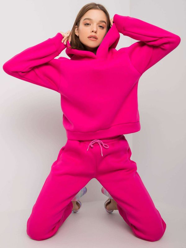 Fashionhunters Fuchsia two-piece women's set