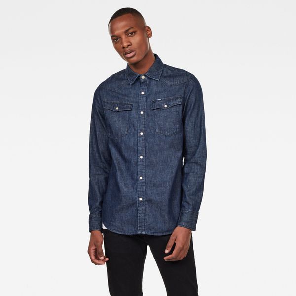 G Star G-STAR Shirt - 3301 slim shirt l\s dark blue