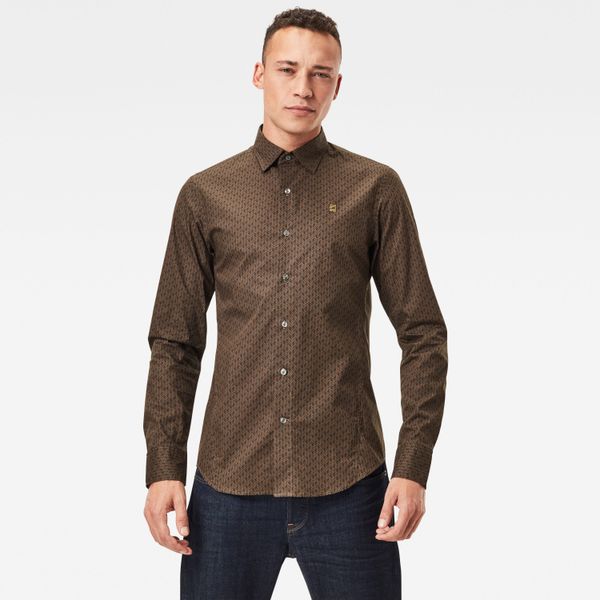 G Star G-STAR Shirt - Dressed super slim shirt l\s brown