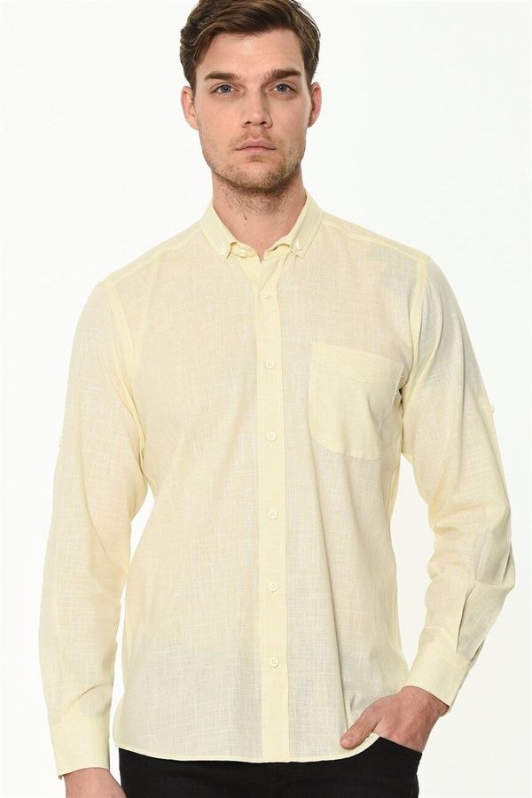 dewberry G625 DEWBERRY LINEN SHIRT-YELLOW