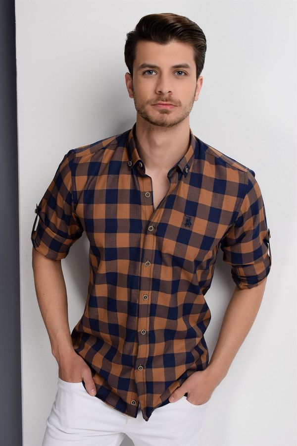 dewberry G665 DEWBERRY MEN'S SHIRT-NAVY-BROWN