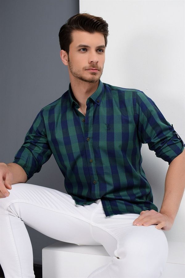 dewberry G665 DEWBERRY MEN'S SHIRT-NAVY-GREEN