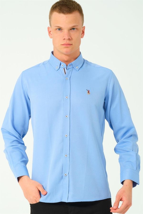 dewberry G674 DEWBERRY MEN'S SHIRT-BABY BLUE-2