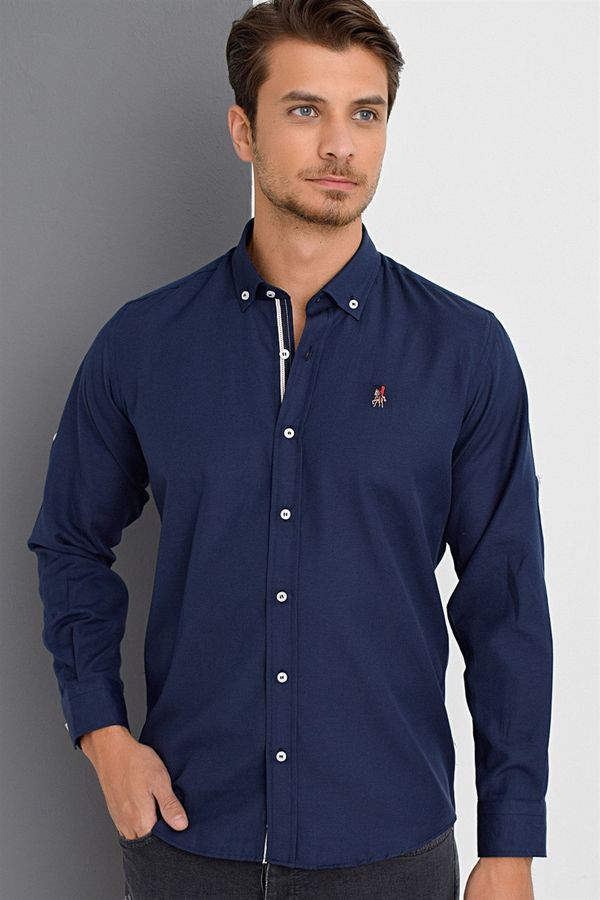 dewberry G674 DEWBERRY MEN'S SHIRT-NAVY BLUE