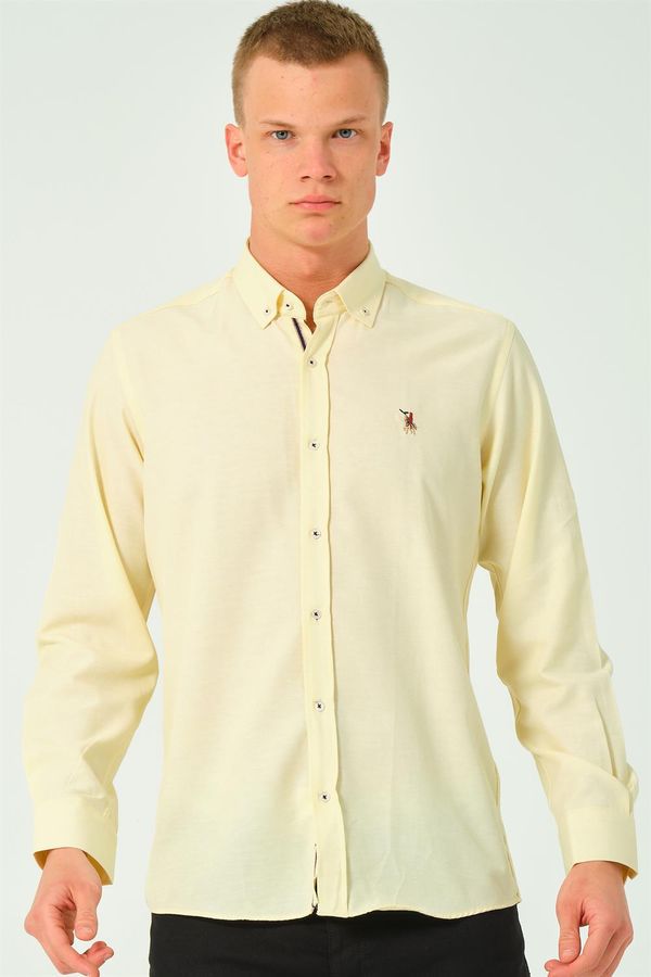 dewberry G674 DEWBERRY MEN'S SHIRT-YELLOW-2