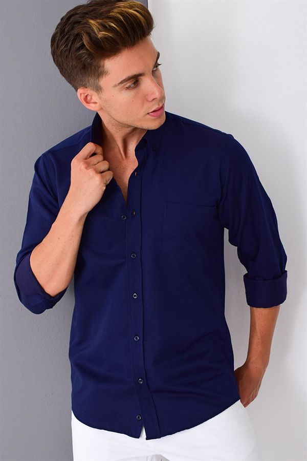 dewberry G676 DEWBERRY MEN'S SHIRT-NAVY BLUE