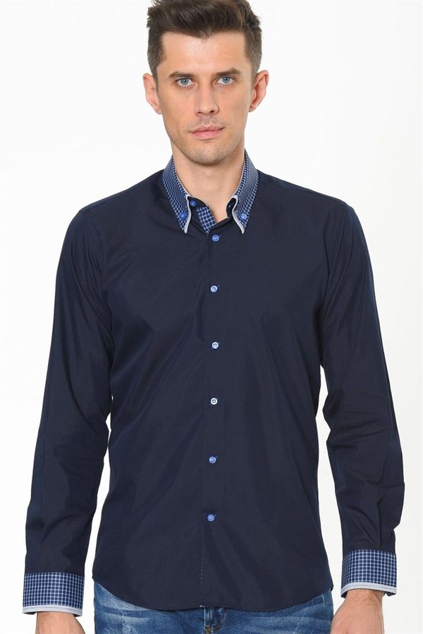 dewberry G692 DEWBERRY MEN'S SHIRT-NAVY-SACX