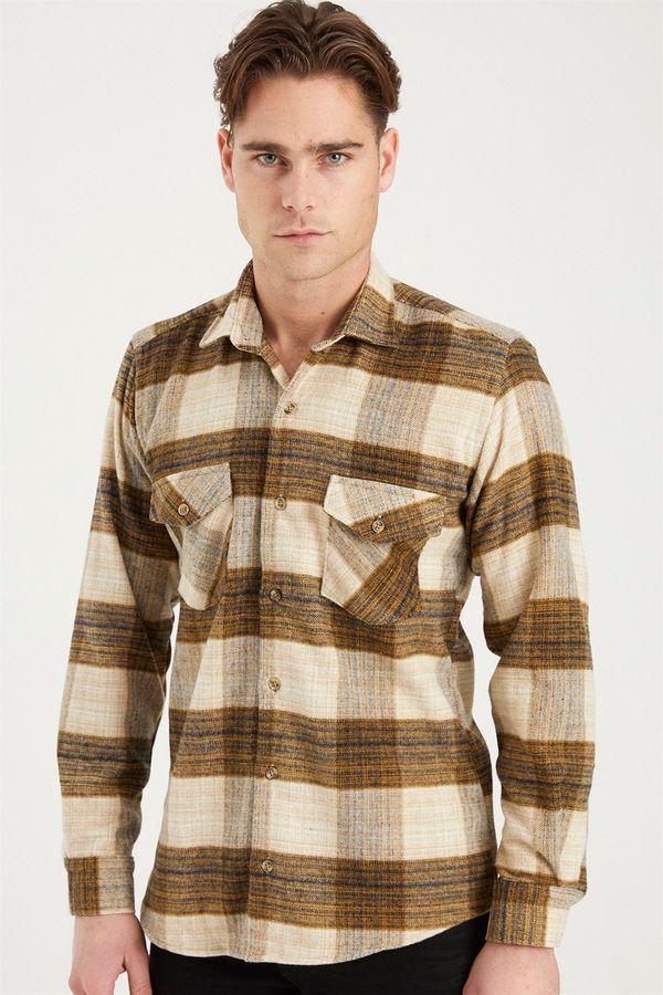 dewberry G697 DEWBERRY MEN'S SHIRT-BEIGE