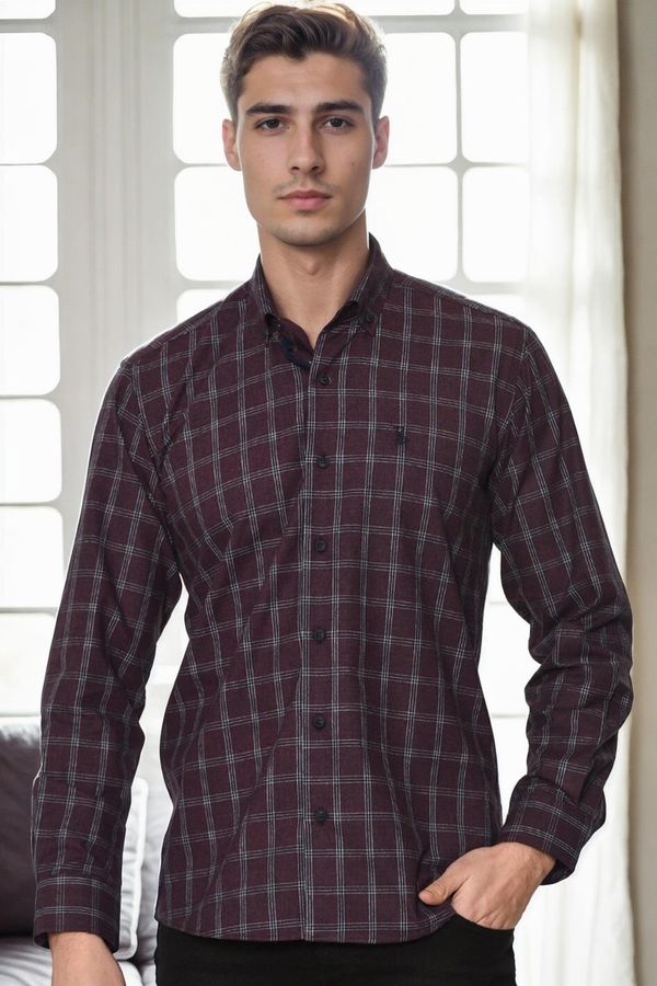 dewberry G711 DEWBERRY MEN'S SHIRT-BURGUNDY-1