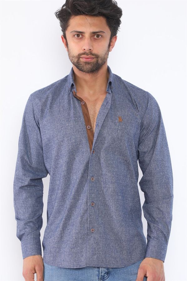 dewberry G713 DEWBERRY MEN'S SHIRT-NAVY BLUE