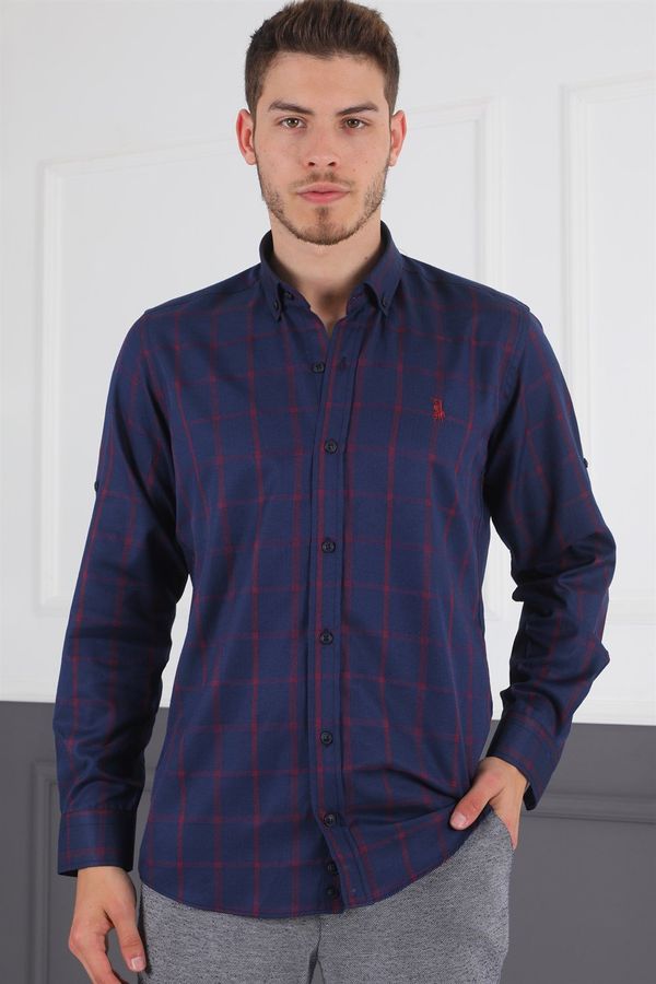 dewberry G719 DEWBERRY MEN'S SHIRT-NAVY-BURGUNDY