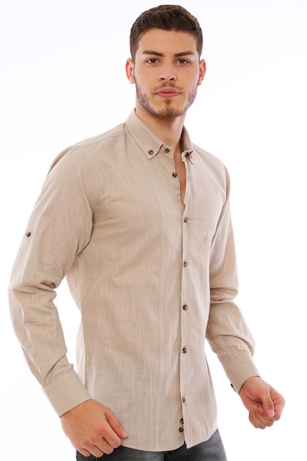 dewberry G721 DEWBERRY MEN'S SHIRT-BEIGE