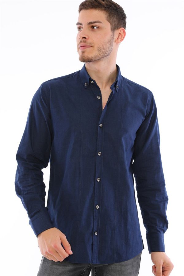 dewberry G721 DEWBERRY MEN'S SHIRT-NAVY BLUE