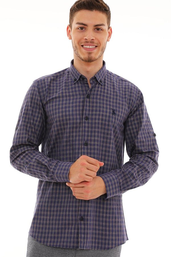 dewberry G724 DEWBERRY MEN'S SHIRT-NAVY-BROWN