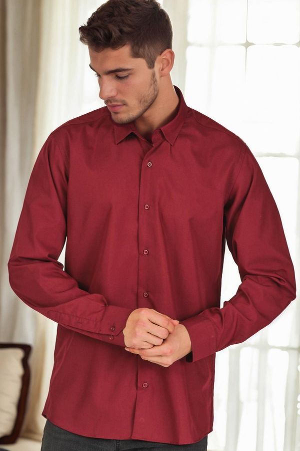 dewberry G726 DEWBERRY MEN'S SHIRT-BURGUNDY-1