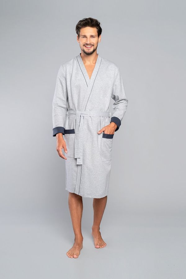 Italian Fashion Gabriel Long Sleeve Bathrobe - Melange/Graphite