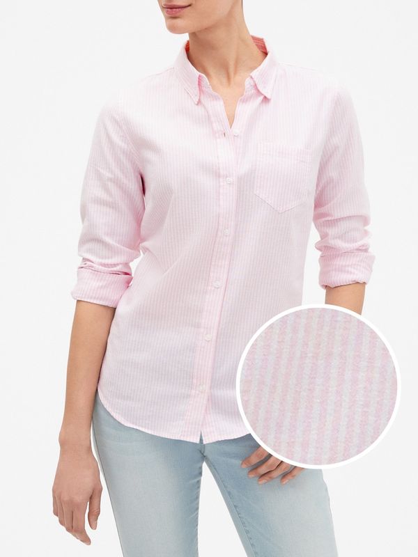 GAP GAP Pink women's v-fitted boyfriend oxf shirt