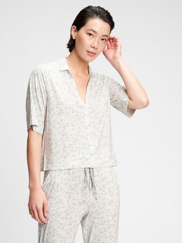 GAP GAP Sleeping Shirt Truesleep Button-Front Top in Modal - Women's