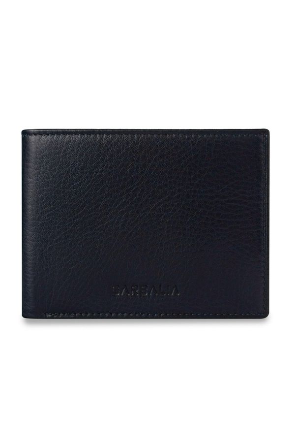 Garbalia Garbalia Chapel Genuine Leather Classic Navy Blue Men's Wallet with Coin Holes