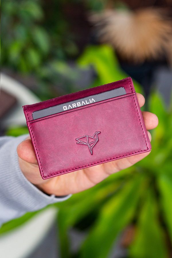 Garbalia Garbalia Vera Genuine Leather Crazy Claret Red Unisex Card Holder Wallet