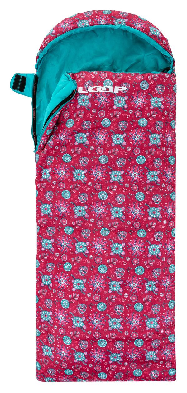 LOAP Girls' blanket sleeping bag LOAP FIEMME FLOWERS Pink/Blue