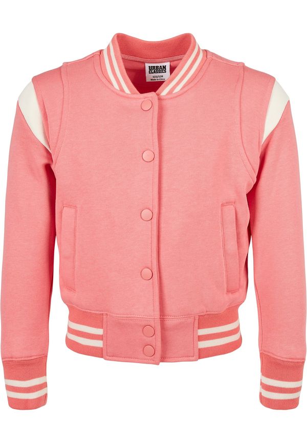 Urban Classics Kids Girls' inset College Sweat Jacket palepink/whitesand