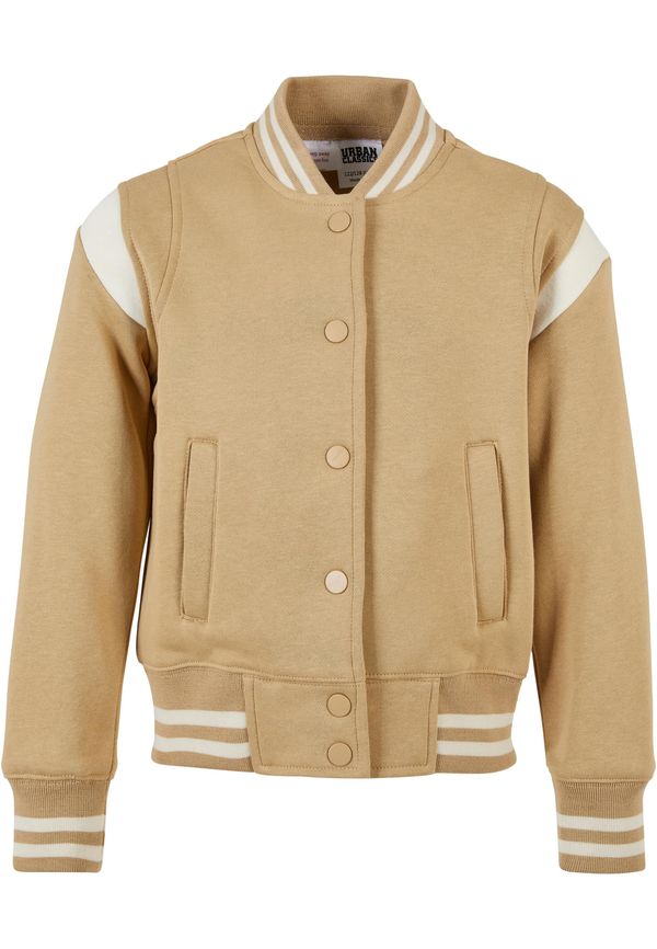 Urban Classics Girls' inset College Sweat Jacket union beige/white sand