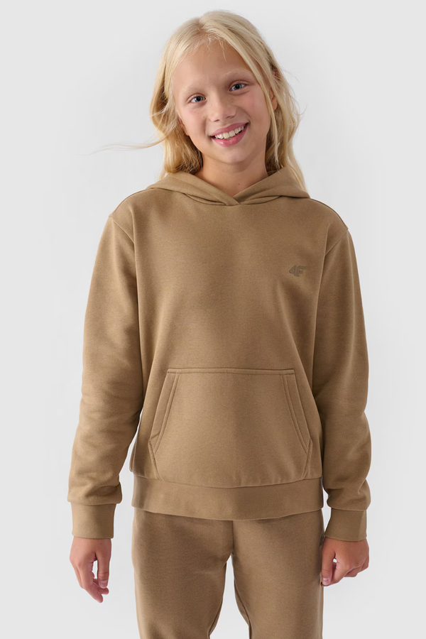 4F Girls Non-Zip Hoodie Plain Beige 4F 4FJWMM00TSW