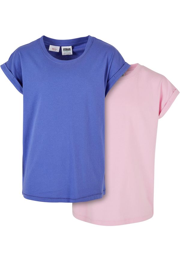 Urban Classics Girls' Organic Extended Shoulder T-Shirt 2-Pack purpleday/girlypink