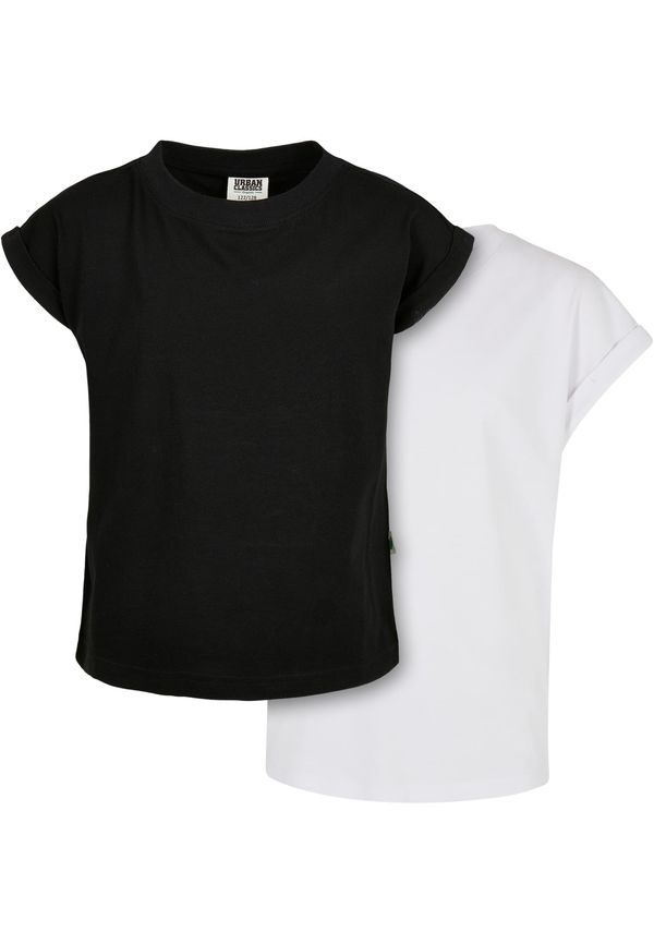 Urban Classics Kids Girls' Organic T-Shirt with Extended Shoulder 2-Pack Black/White