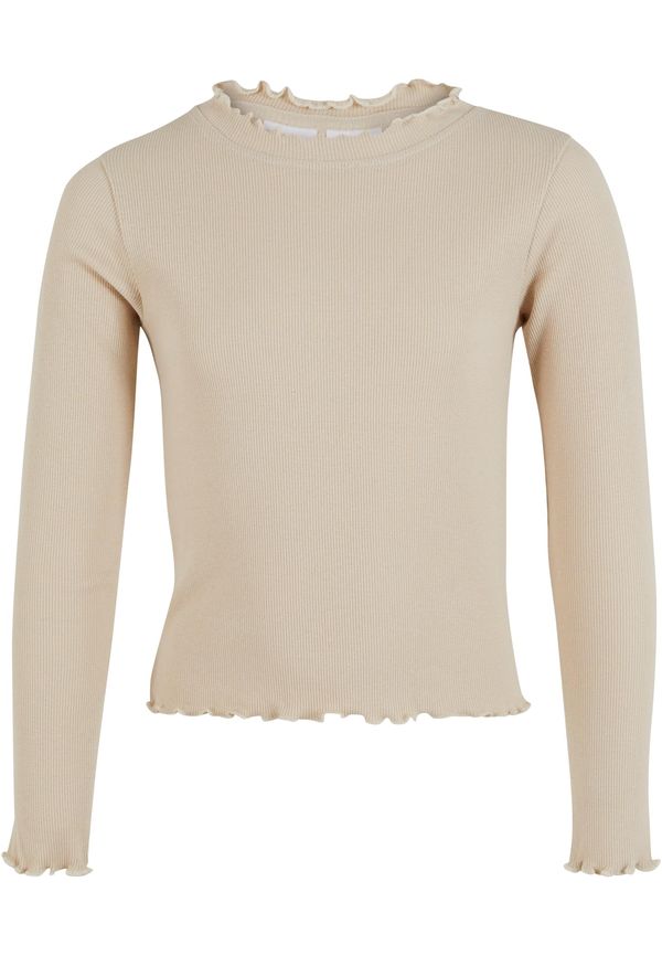 Urban Classics Girls' ribbed long-sleeved T-shirt beige