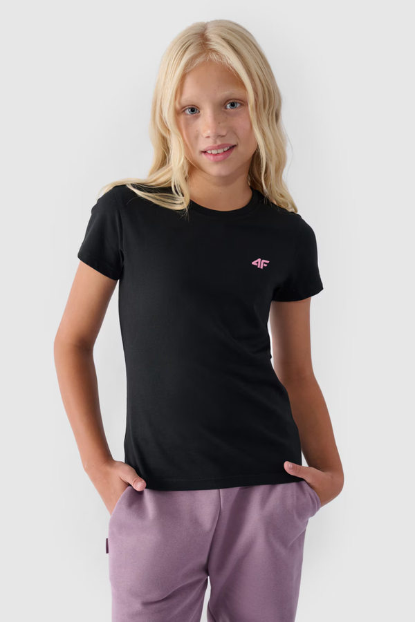 4F Girls Smooth Cotton T-shirt Black 4F 4FJWMM00TTS