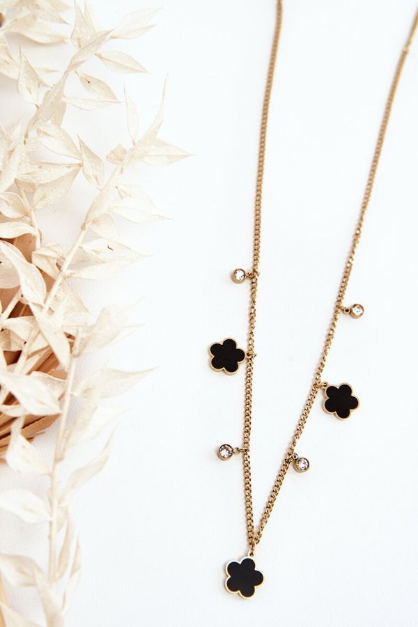 Glam Chic Glam Chic Women's Armor Chain With Black Flowers Gold