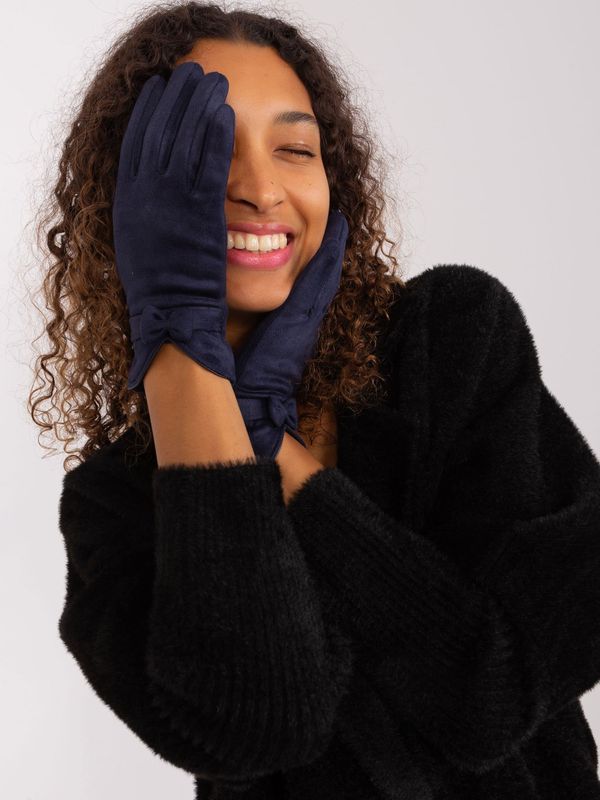 Wool Fashion Italia Gloves-AT-RK-9003A.86-navy blue